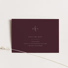 Simple Monogram Save the Date Card in Claret and White Ink - Holland Park Collection, Elle Bee Design