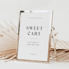 Sweet cart sign with gold frame on a white background