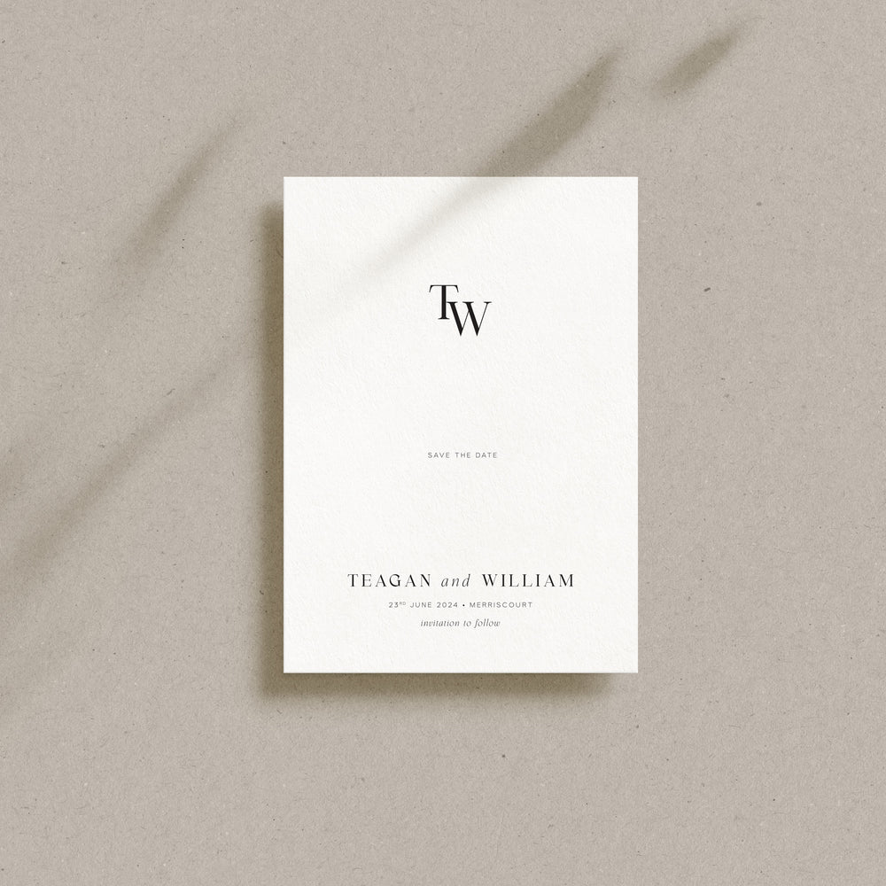 Modern Monogram Save the Date Card - Hoxton Collection, Elle Bee Design