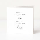 white card with when one marries his ho he needs his bro on the front with white background. 