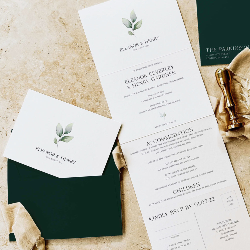Modern Botanical Concertina Wedding Invitation - Hyde Park Collection, Elle Bee Design
