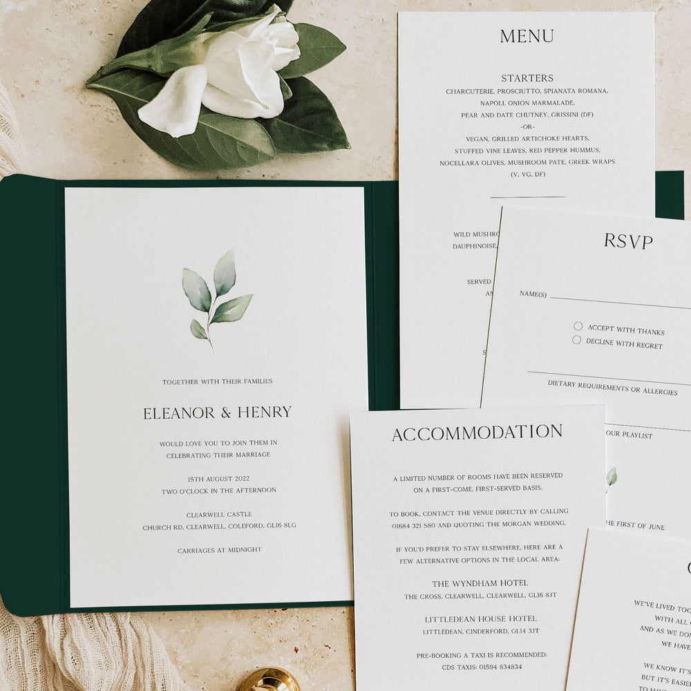 Botanical Pocketfold Wedding Invitation - Hyde Park Collection, Elle Bee Design