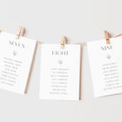 Simple Botanical Individual Seating Plan Cards for Wedding - Hyde Park Collection, Elle Bee Design