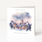 Illustrated watercolour Christmas card with Season's Greetings and From Our Home to Yours sentiment