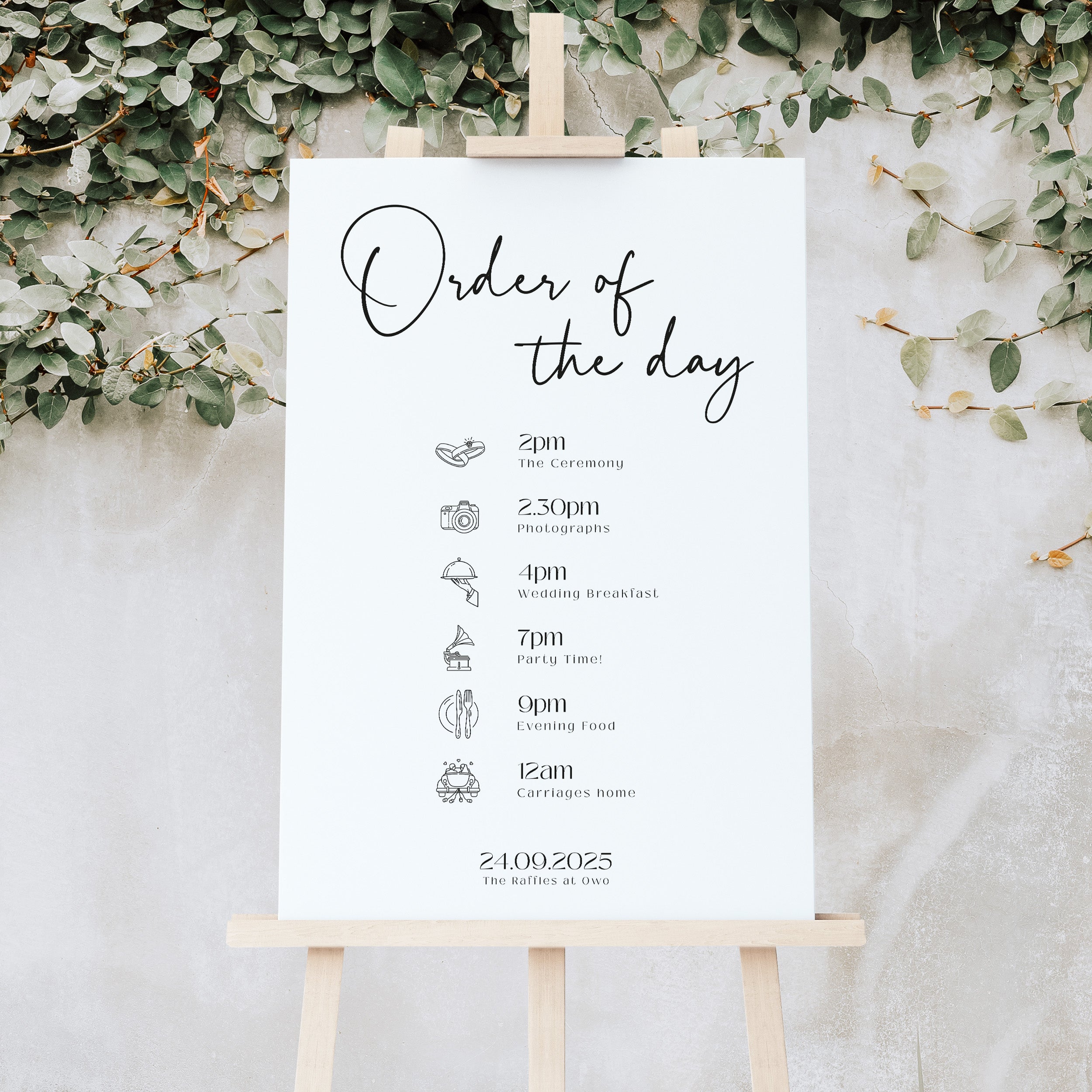 Modern Wedding Order of the Day Sign - Islington Collection, Elle Bee Design