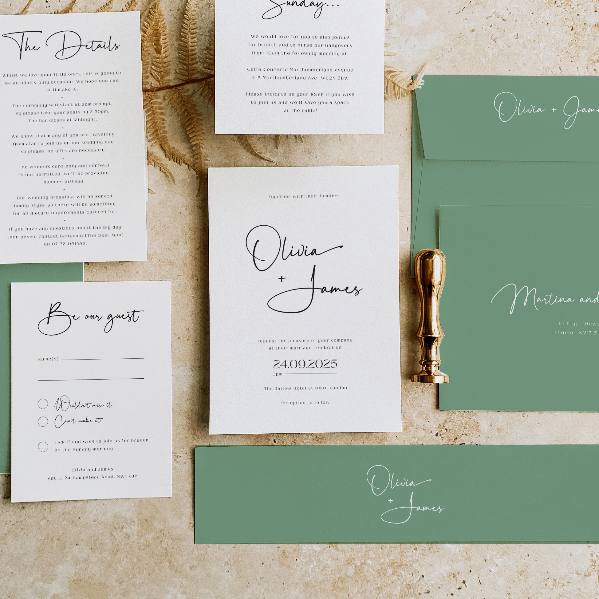 Modern Handwritten Wedding Invitation Suite - Islington Collection, Elle Bee Design