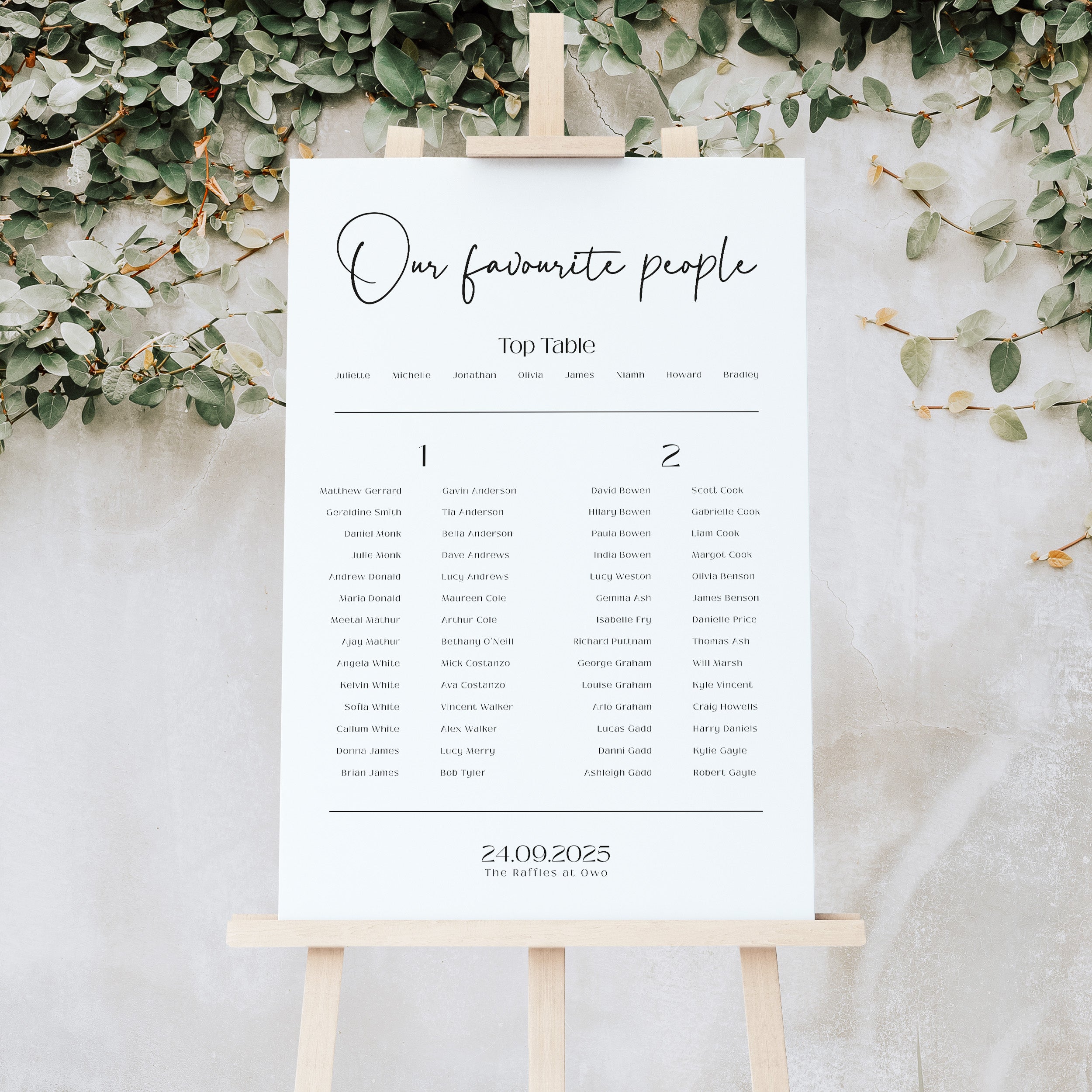 Modern Wedding Seating Plan with Our Favourite People - Islington Collection, Elle Bee Design