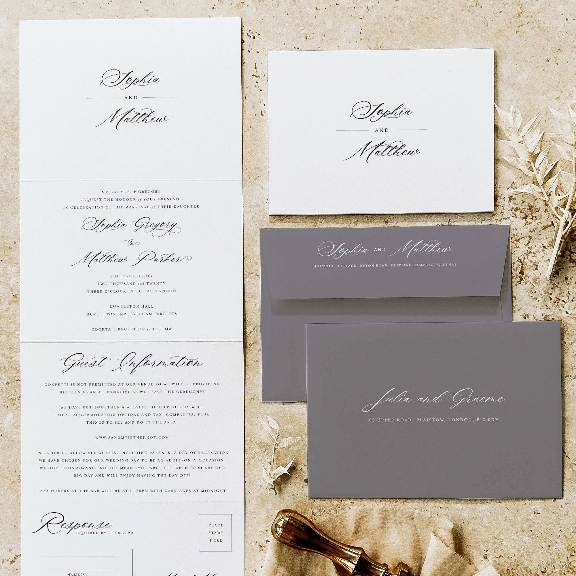 Traditional Concertina Wedding Invitation - Kensington Collection, Elle Bee Design