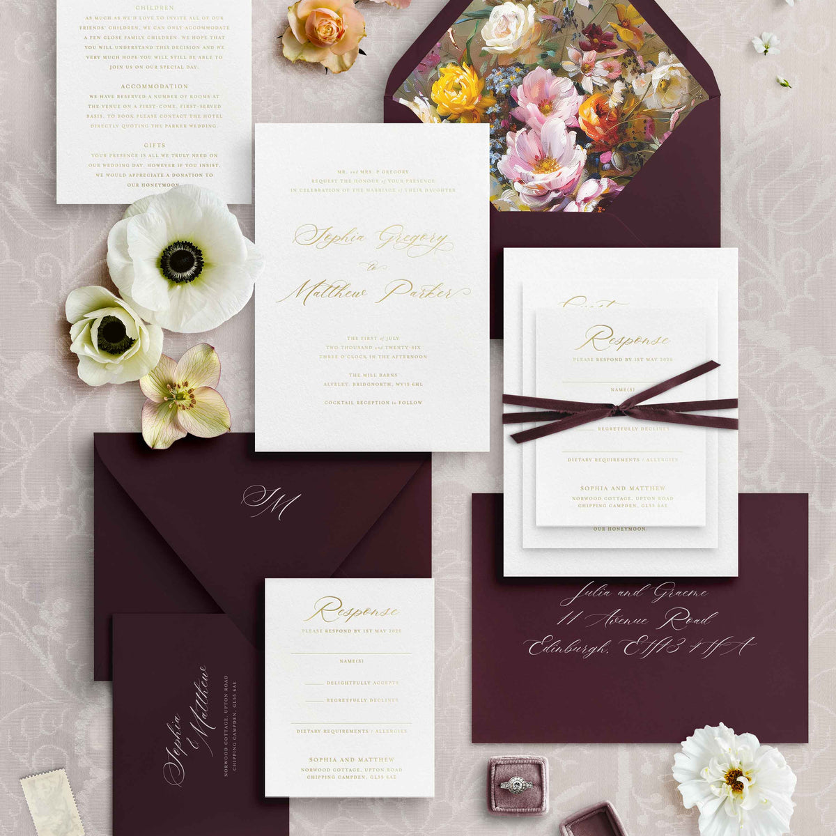 Foil Wedding Invitations - Kensington Collection | Elle Bee Design ...