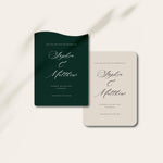 Classic Calligraphy Green and Grey Wedding Save the Date Cards - Kensington Collection, Elle Bee Design