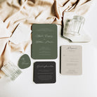 Green and Black Classic Shaped Wedding Invitation Suite - Kensington Collection, Elle Bee Design