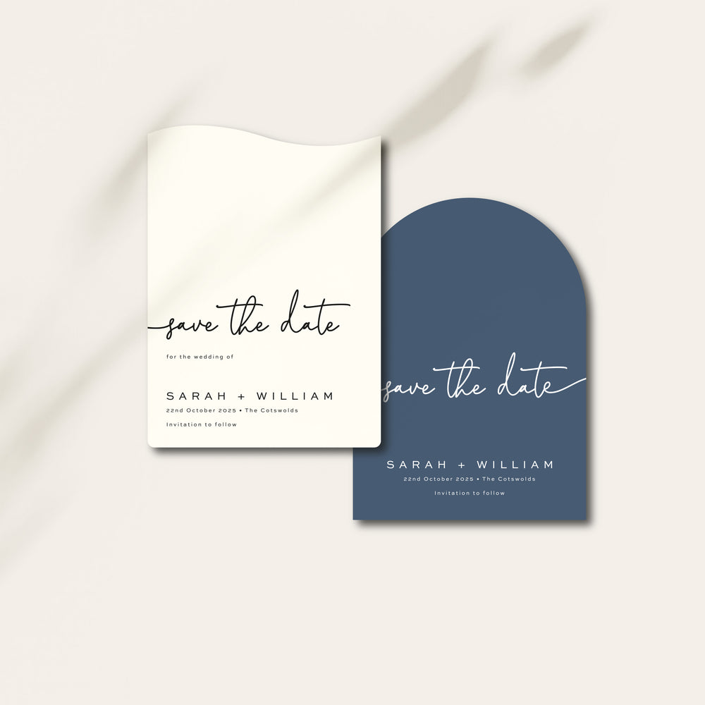 Modern Shaped Save the Dates - King's Road Collection, Elle Bee Design