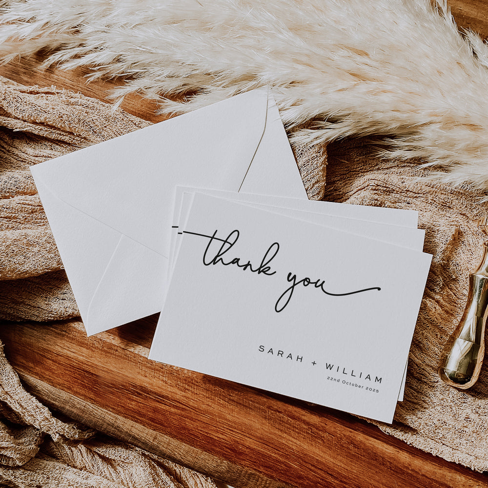 Simple and Modern Wedding Thank You Card - King's Road Collection, Elle Bee Design