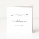 Greeting card with humorous text on a white background