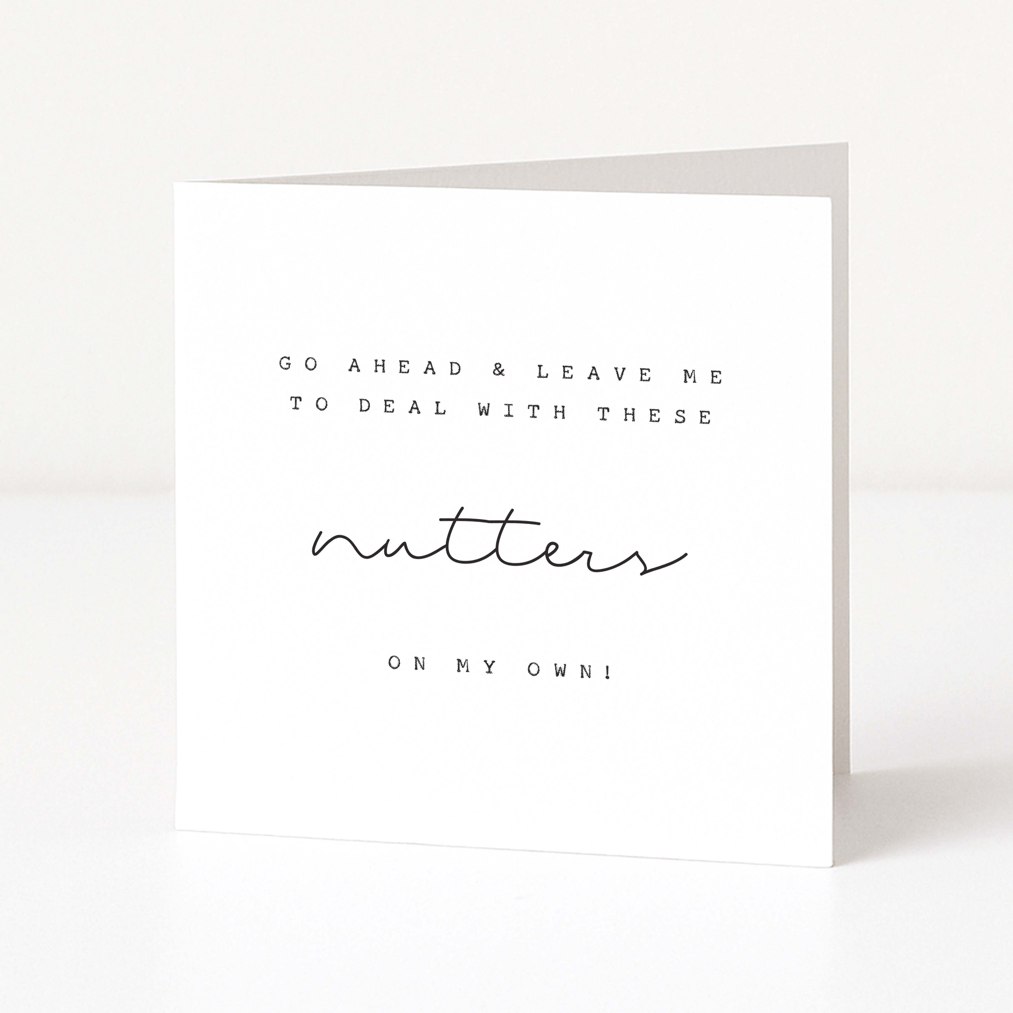 Greeting card with humorous text on a white background