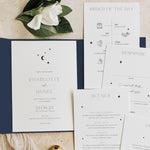 Celestial Moon and Stars Pocketfold Wedding Invitation Suite - Lunar Collection, Elle Bee Design
