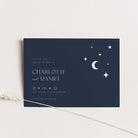 Celestial Wedding Save the Date Cards in Imperial Blue with White Ink - Lunar Collection, Elle Bee Design