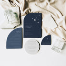 Modern Shaped Celestial Wedding Invitation Suite - Lunar Collection, Elle Bee Design