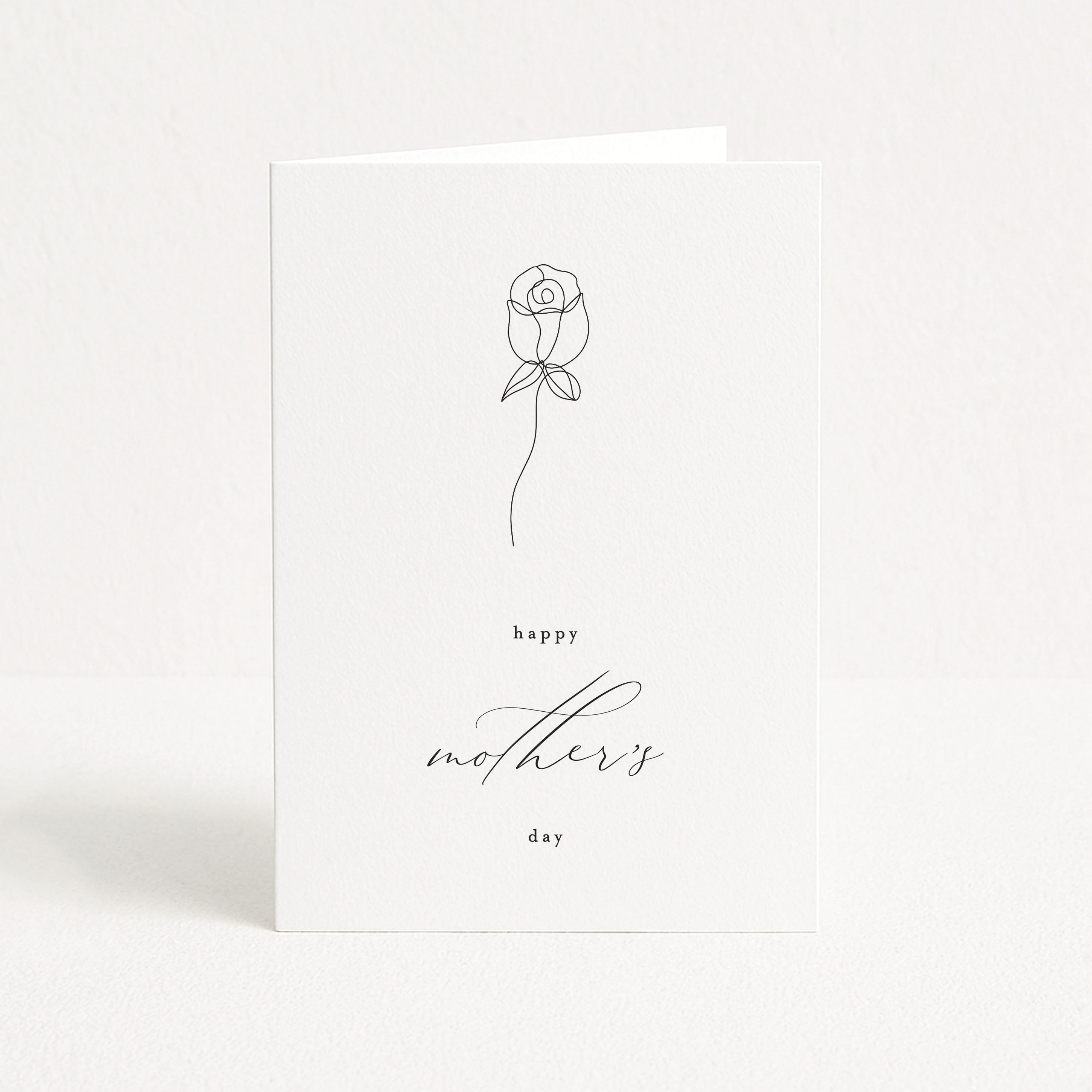 Greeting card with rose artwork and 'happy mother's day' text on a white background