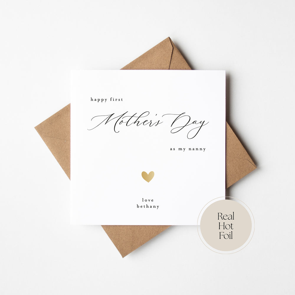 First Mother's Day as Nanny Foil Heart Card (MDC018)