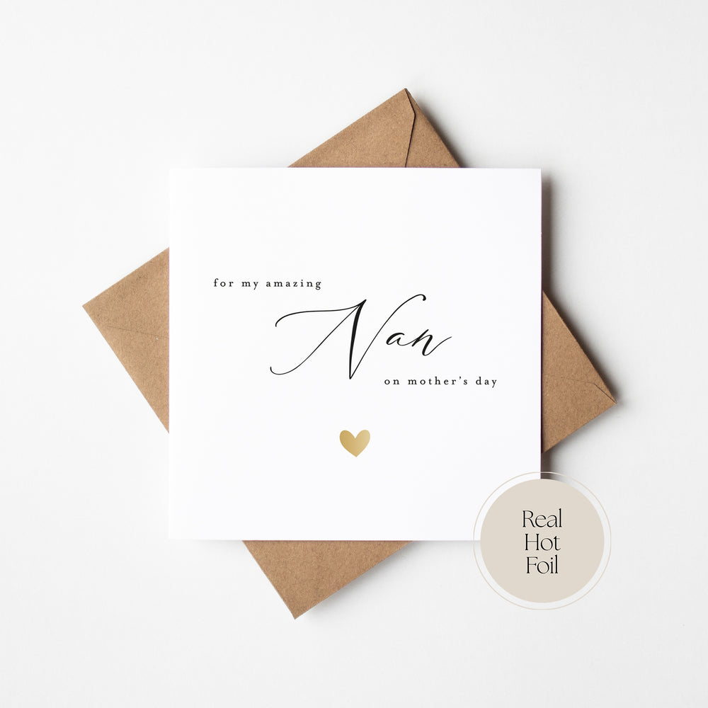 Amazing Nan Foil Heart Mother's Day Card (MDC021)