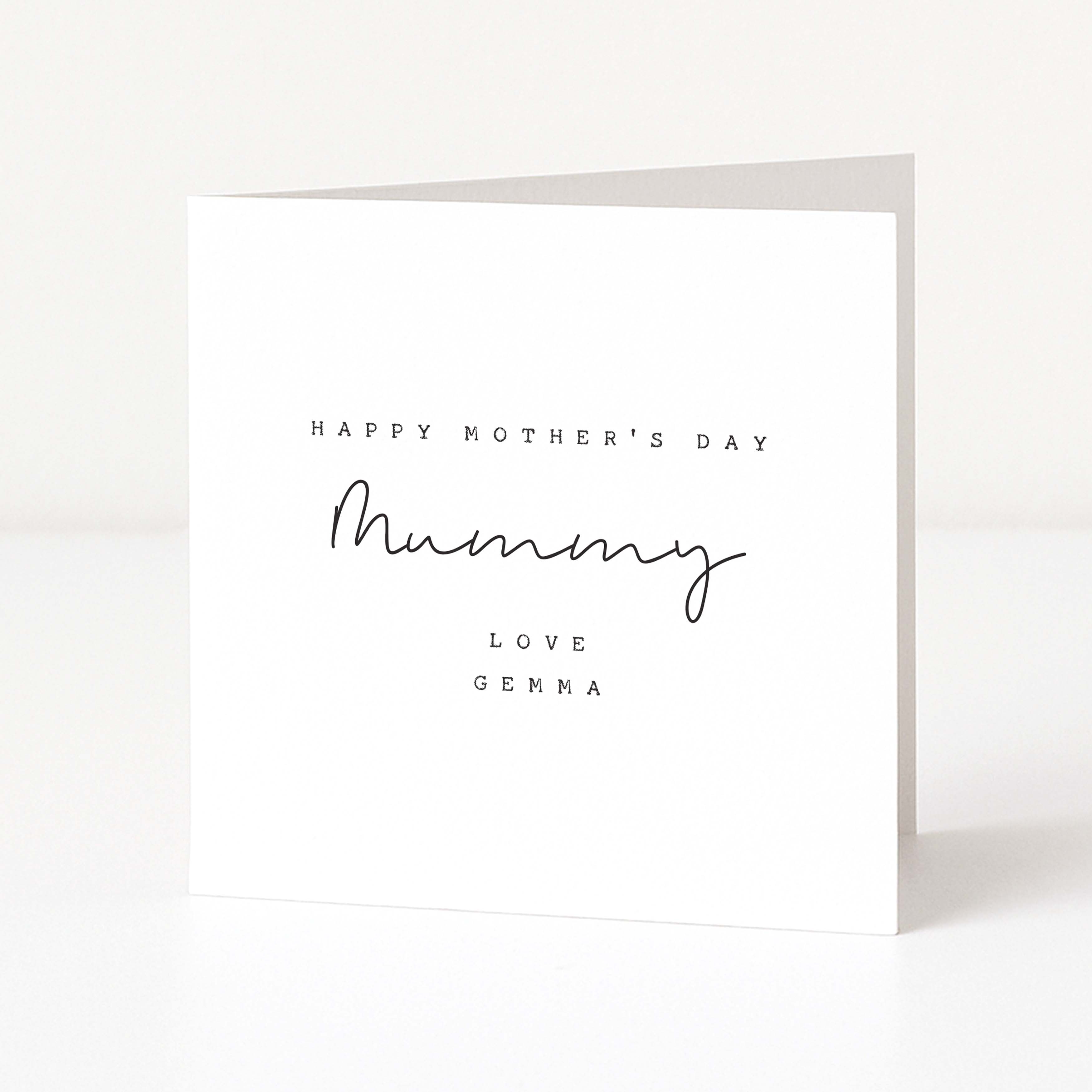 Greeting card with Happy Mother's Day Mummy Text on a white background