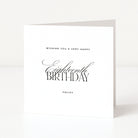 White birthday card with black text on a white background