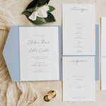 Modern Dusky Blue Pocketfold Wedding Invitation - Manor Park Collection, Elle Bee Design