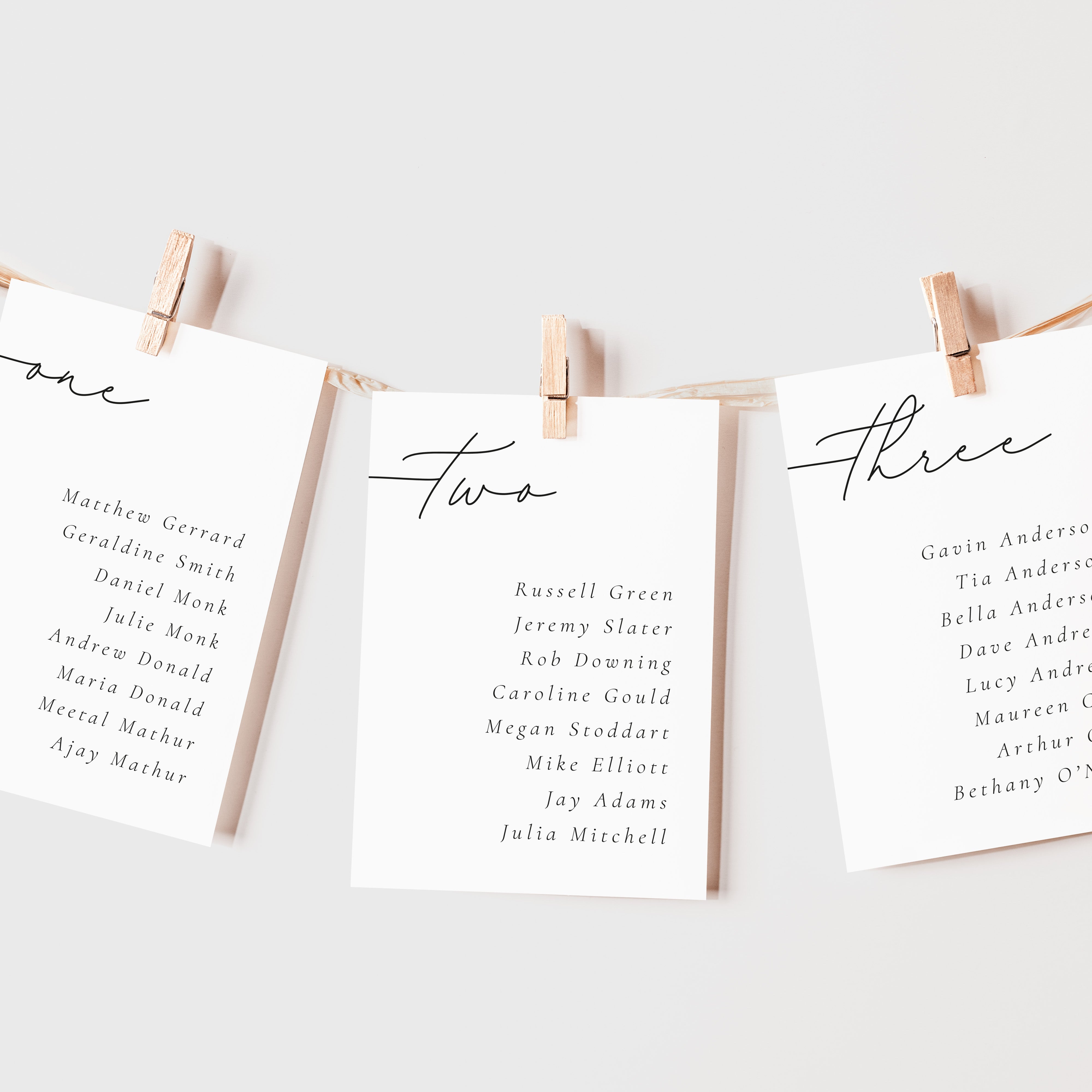 Modern Script Wedding Table Plan Cards - Manor Park Collection, Elle Bee Design