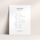 Modern Large Order of the Day Sign for Wedding