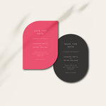 Pink and Black Modern Shaped Wedding Save the Date Cards - Mayfair Collection, Elle Bee Design