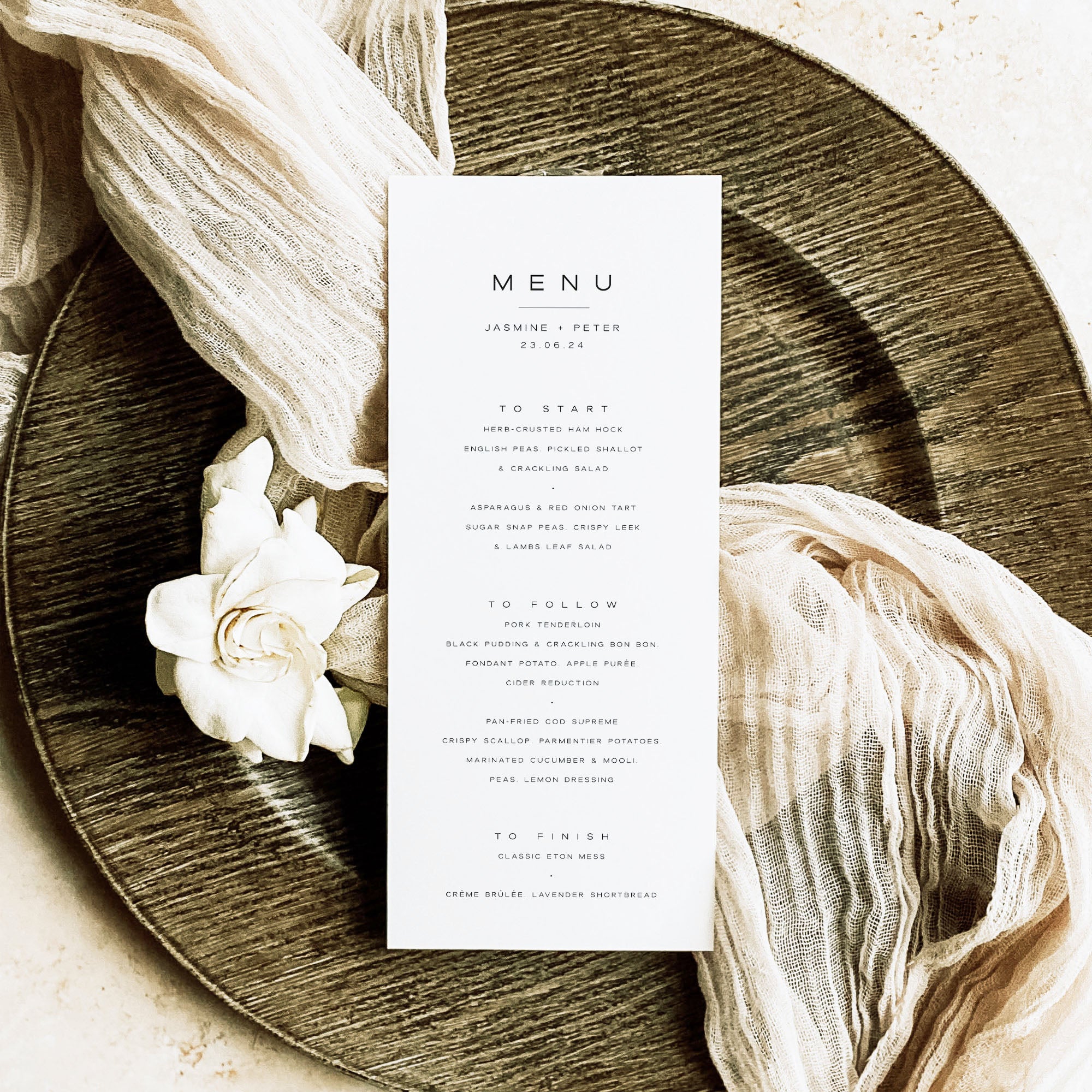 Bold and Modern Wedding Menu Card - Mayfair Collection, Elle Bee Design