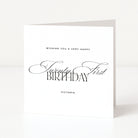 Greeting card with 'Wishing you a very happy Twenty First Birthday Victoria' text on a white background