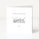 Personalised white 80th birthday card for Ruth with elegant black script and minimalist typography.