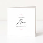 Greeting card with 'World's Best Nan' text on a white background