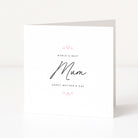 Greeting card with 'World's Best Mum' text on a white background