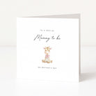 Greeting card with a giraffe illustration and text for Mother's Day on a white background