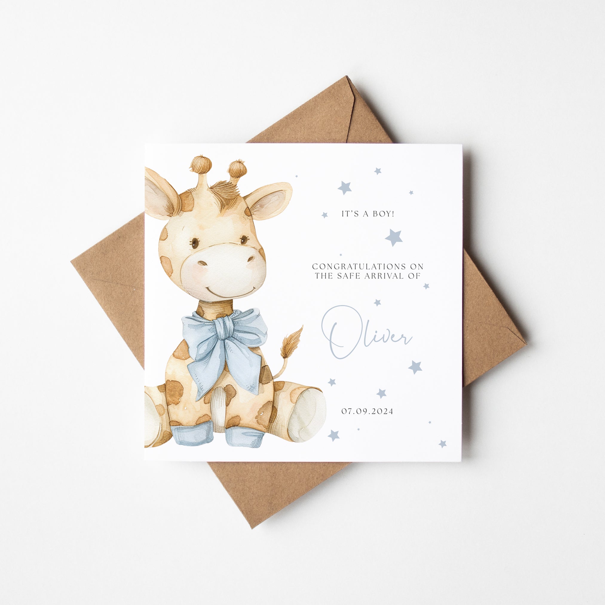 Cute personalised new baby boy card