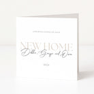 Greeting card with 'Congratulations on your New Home' text on a white background