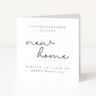 Greeting card with 'Congratulations on your new home' text on a white background