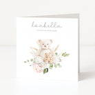 new baby card on white card with white background
