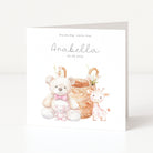 New Born Baby Girl Card on white card with white backgournd
