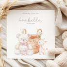 New Born Baby Girl Card on linen fabric with dried flowers