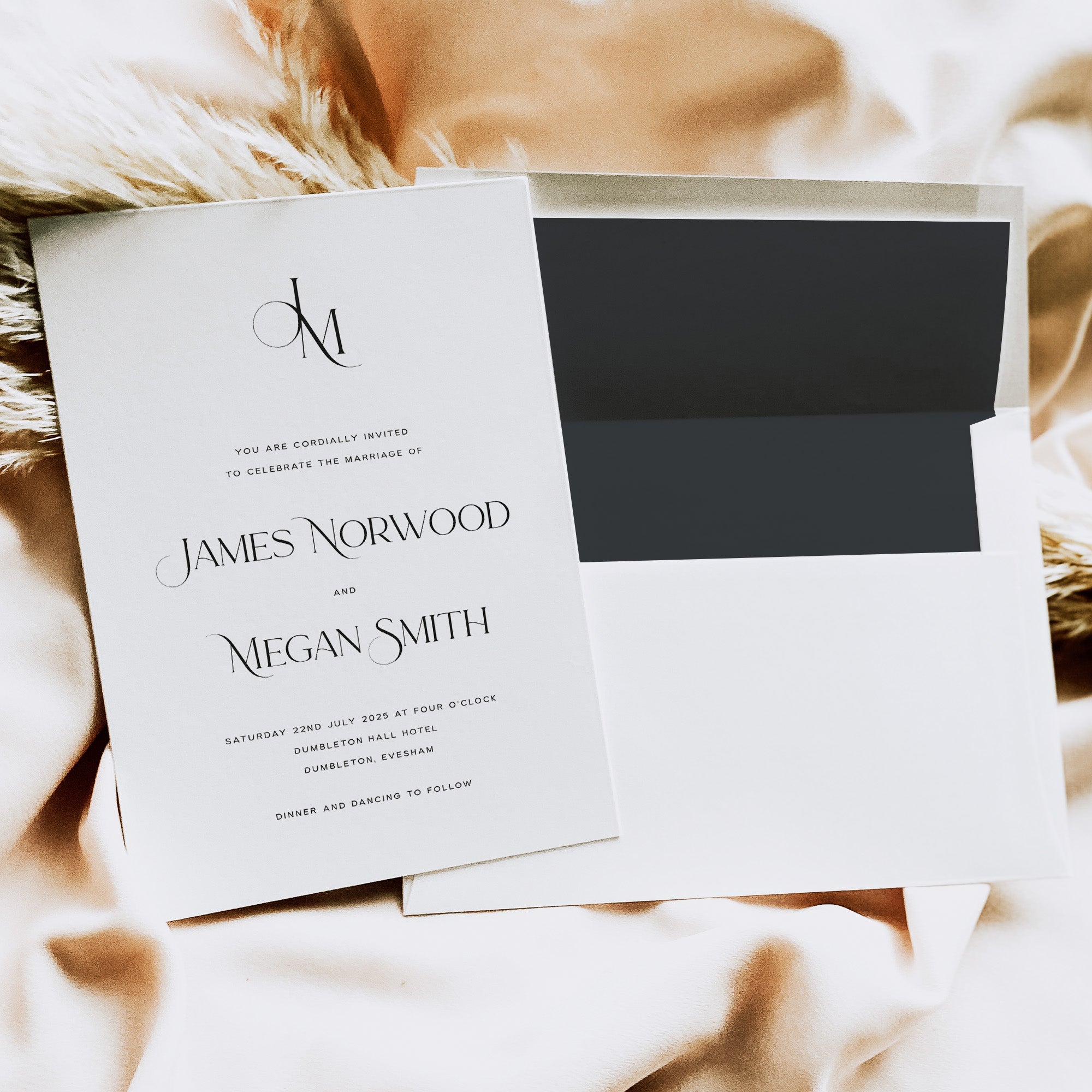 Modern Monogram Wedding Evening Invitation - Newbury Collection, Elle Bee Design