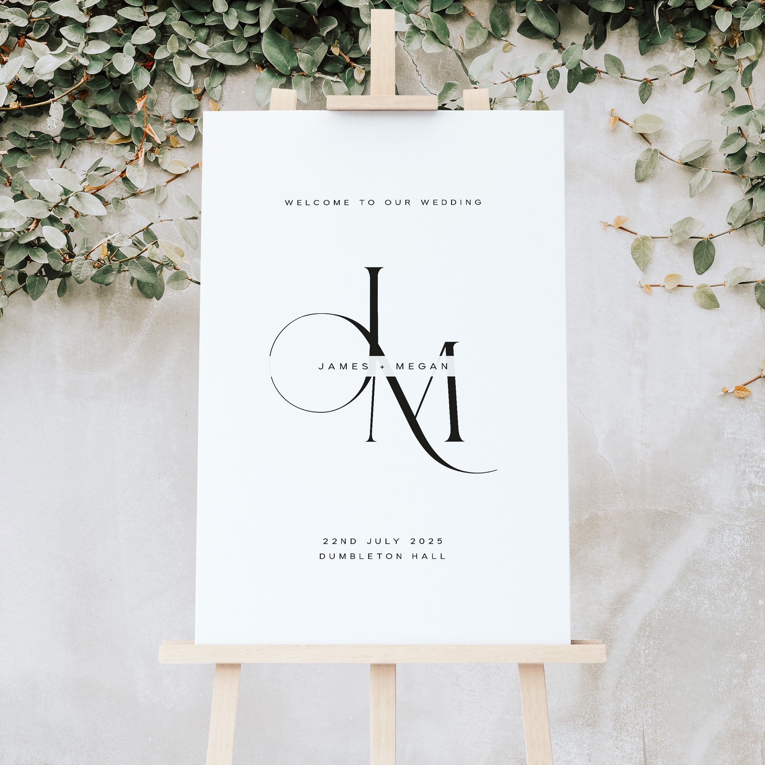 Modern Monogram Wedding Welcome Sign - Newbury Collection, Elle Bee Design