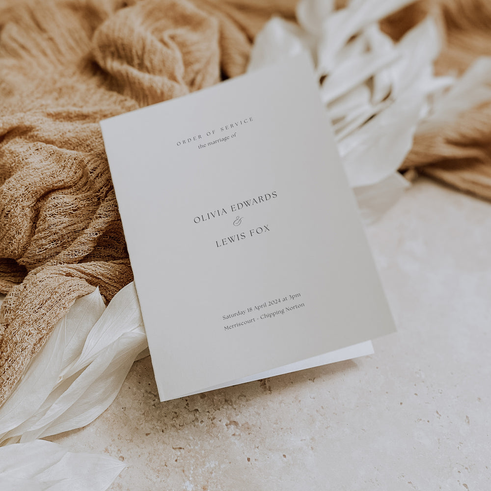 Simple Elegant Wedding Order of Service Booklet - Oxford Collection, Elle Bee Design