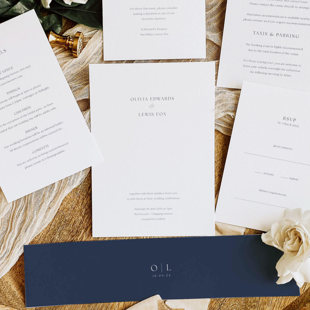 Simple Modern Elegant Wedding Invitation Suite - Oxford Collection, Elle Bee Design