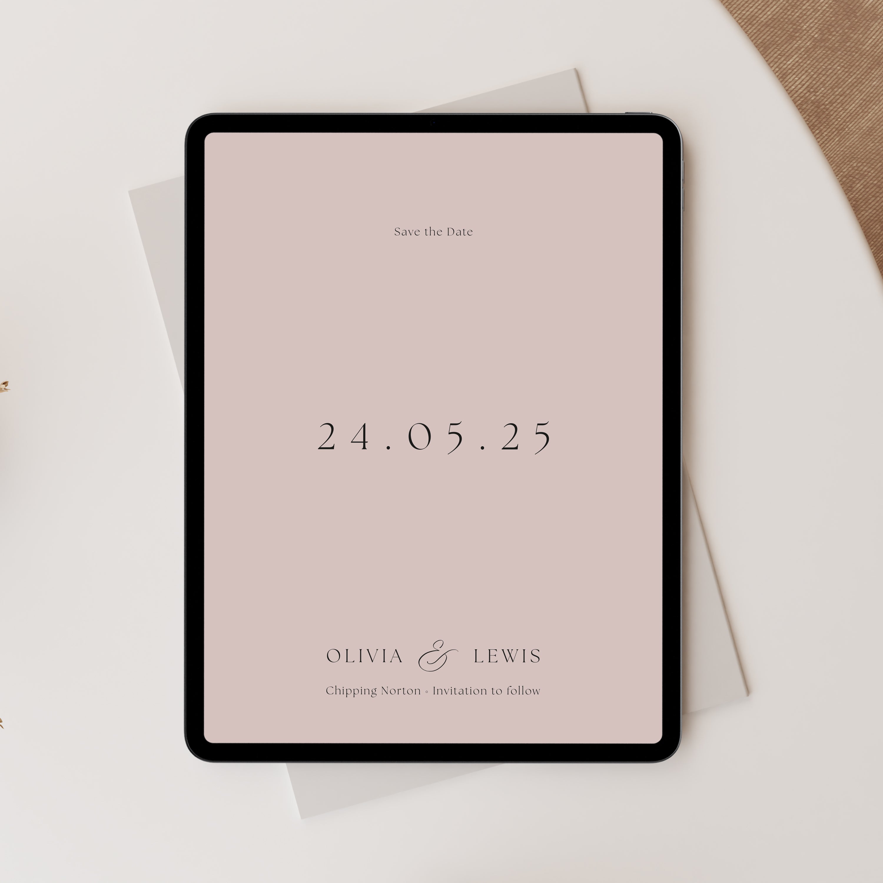 Elegant Paperless Digital Save the Date in Blush Pink - Oxford Collection