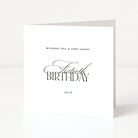 Birthday card with 'Wishing you a very happy fortieth birthday Julie' text on a white background