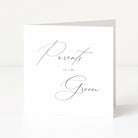 Greeting card with 'Parents of the Groom' text on a white background